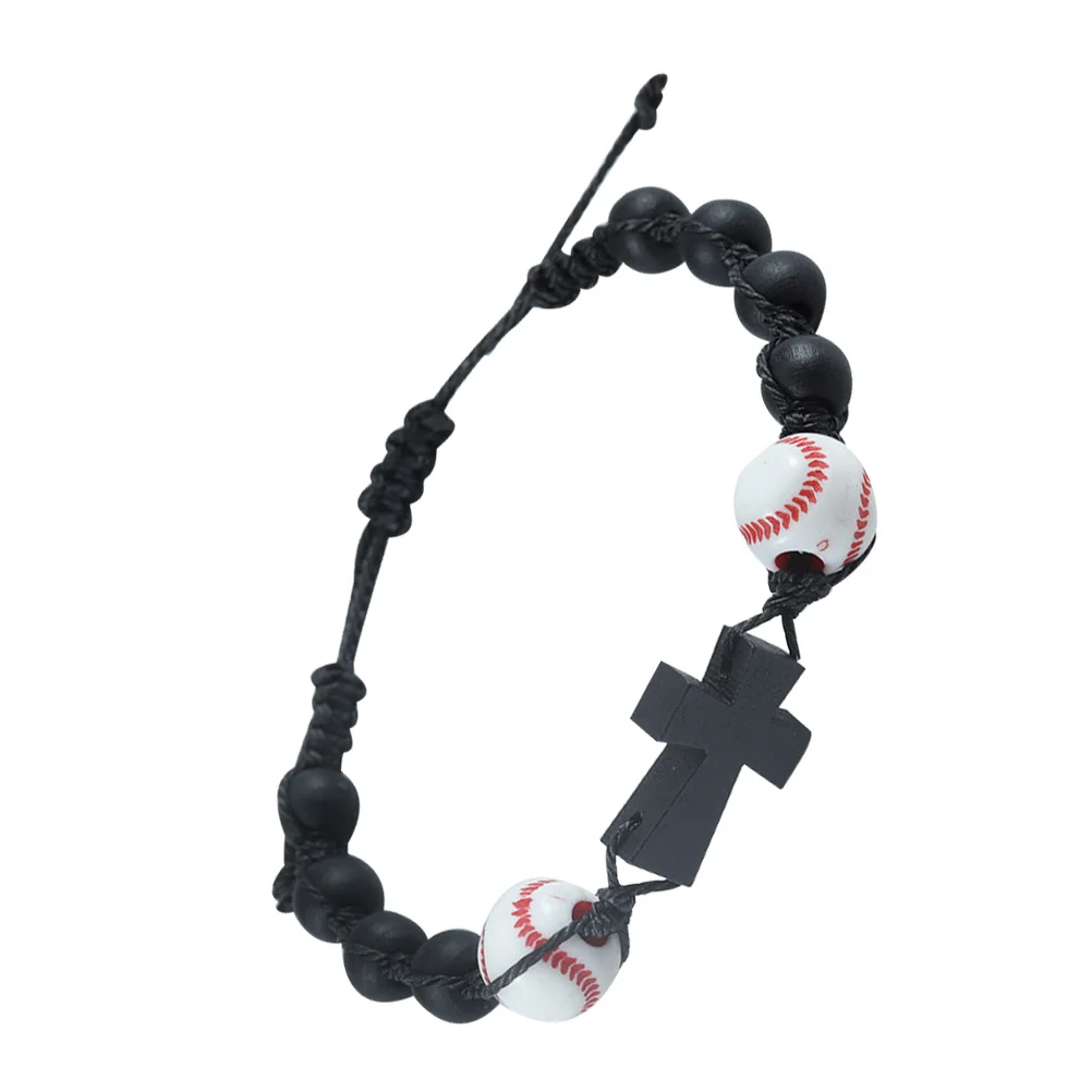 

Baseball Bracelet Adjustable Braided Beads Charm Wrist Chain For Sports Lovers Gift For Men Women Kids Fans Accessory