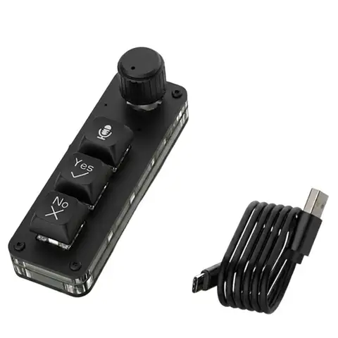 Super Offre - Mini Clavier Macro Vocal IA 3 Touches, Bouton Unique, Clavier Mécanique Filaire Double Connexion, Clavier d'Entrée Intelligent