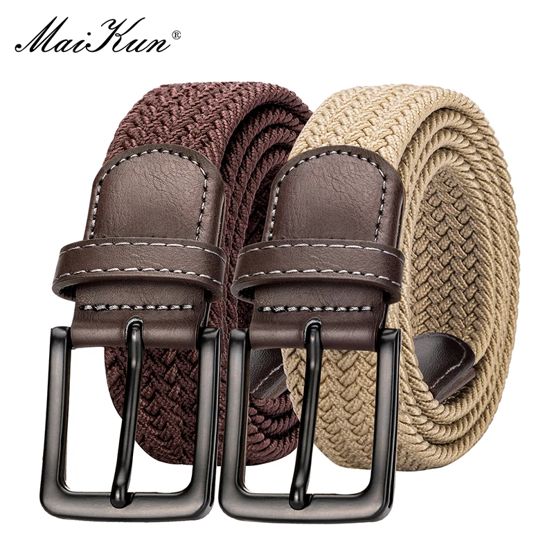 MaiKun 2PCS Leinwand Männer Gürtel Mode Elastische Metall Pin Schnalle Militärische Taktische Raided Stretch Woven Gürtel Für Männer Für arbeit
