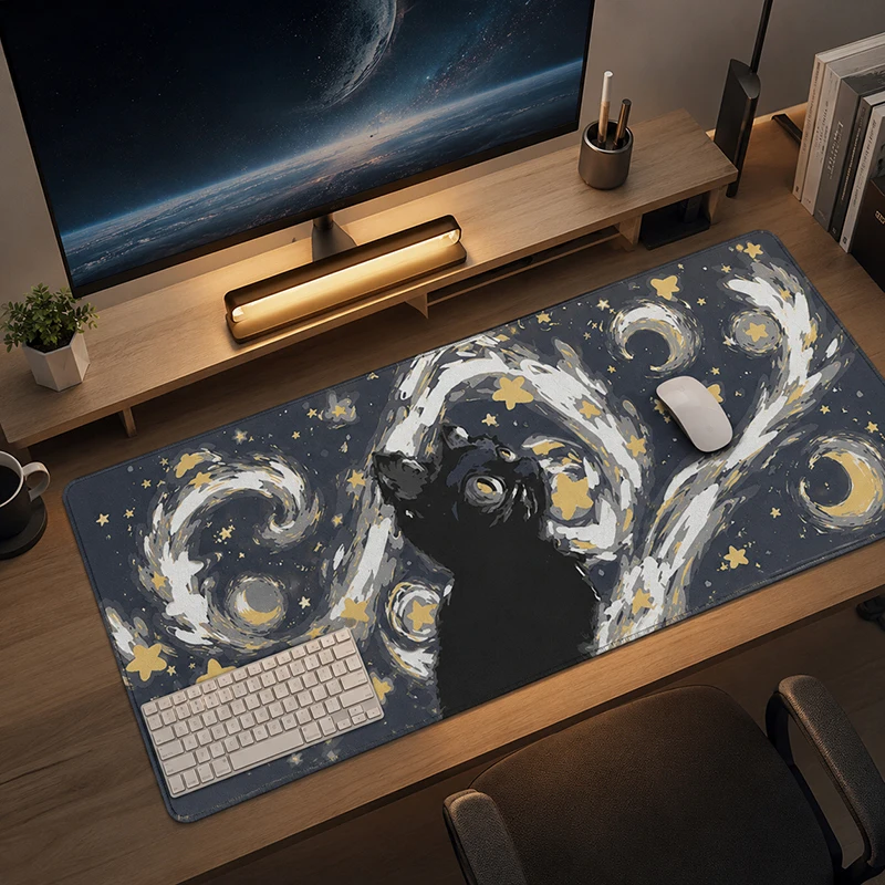 Mouse Pad Celestial Black Cat Gaming printon demand HD Computer New Large Mousepad XXL Desk Mats Mouse Mat Non-Slip Mice Pad
