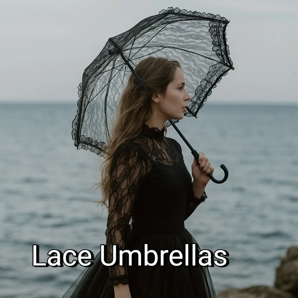 Elegant Lace Women's Lace Umbrellas Hollowed Out Floral Patterns Mini Bridal Umbrella Delicate Lolita Bride Prop Umbrella image 3