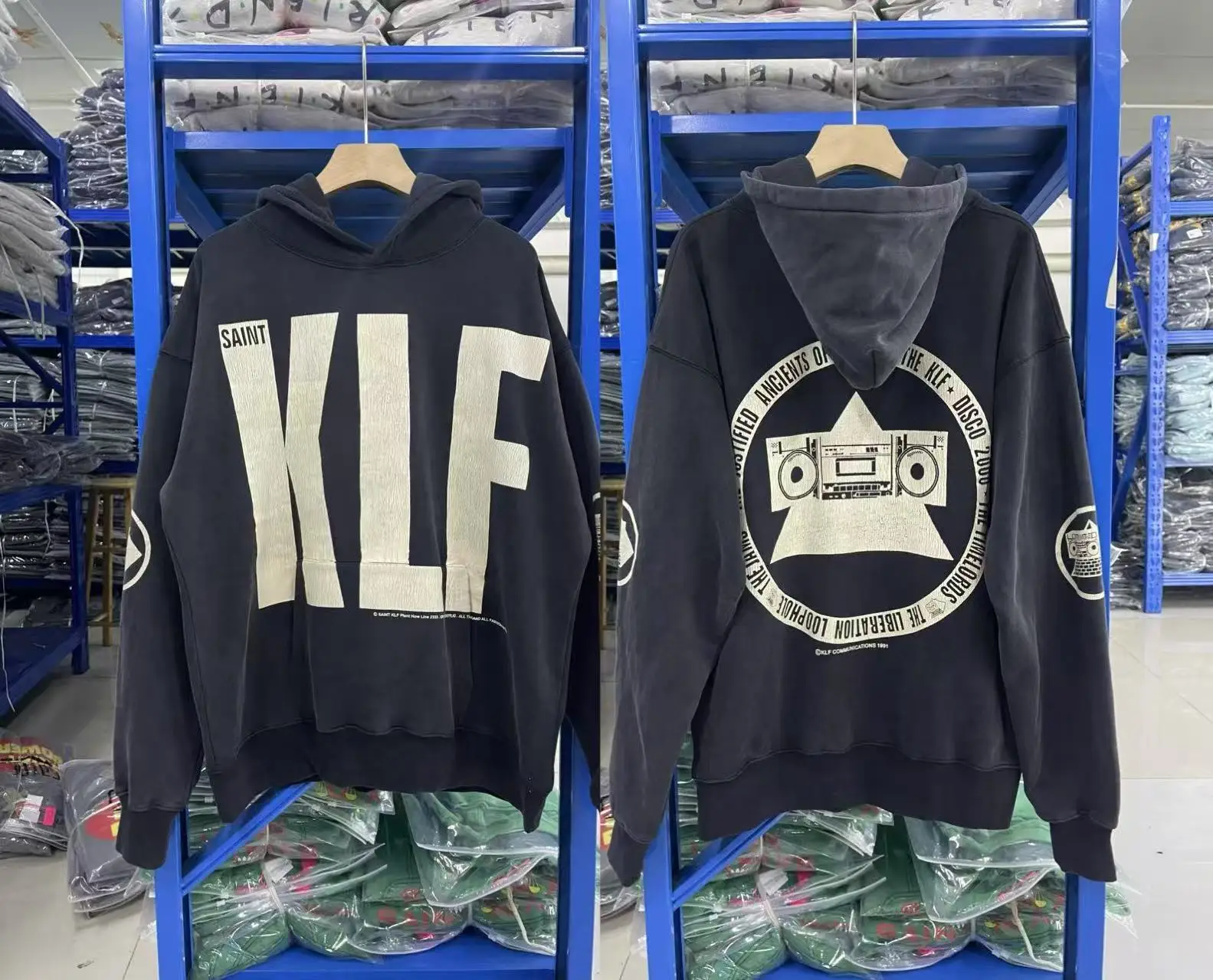 غسلها الأسود سانت KLF معرض محدود هوديي الرجال النساء الأسود الكلاسيكية العارض طباعة بلوزات مقنعين السترة #3