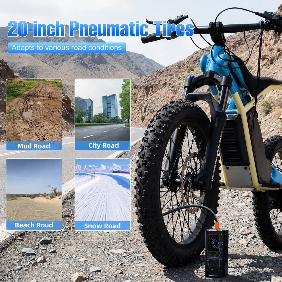 FREEBOY V2 Electric Off-Road Bike, Rear Hub Motor, 20" Fat Tires,  25-Mile Range, Dual Hydraulic Disc Brakes, Dual Adjustable Suspension image 6