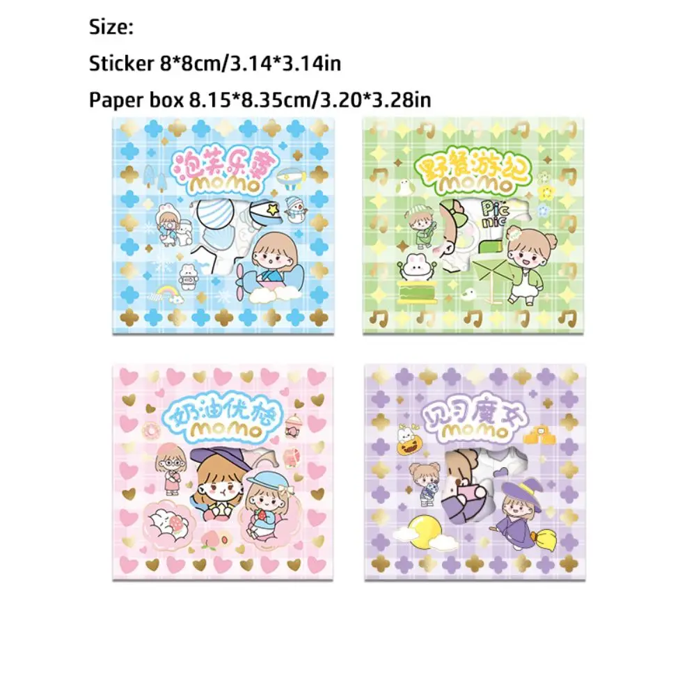100 Sheets Cute Cartoon Stickers Waterproof Stationery Hand Ledger Sticker Cute Patterns Transparent DIY Stickers