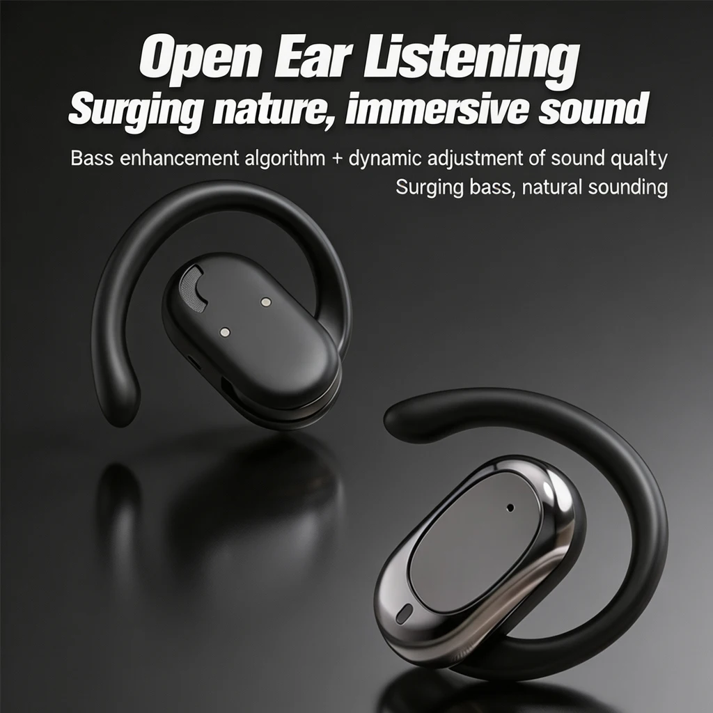 Wireless Headset and Headphones featuring ENC Mic BT 5.4 90° Rotatable Hook 16mm Bass IPX5 LED Display for Business.