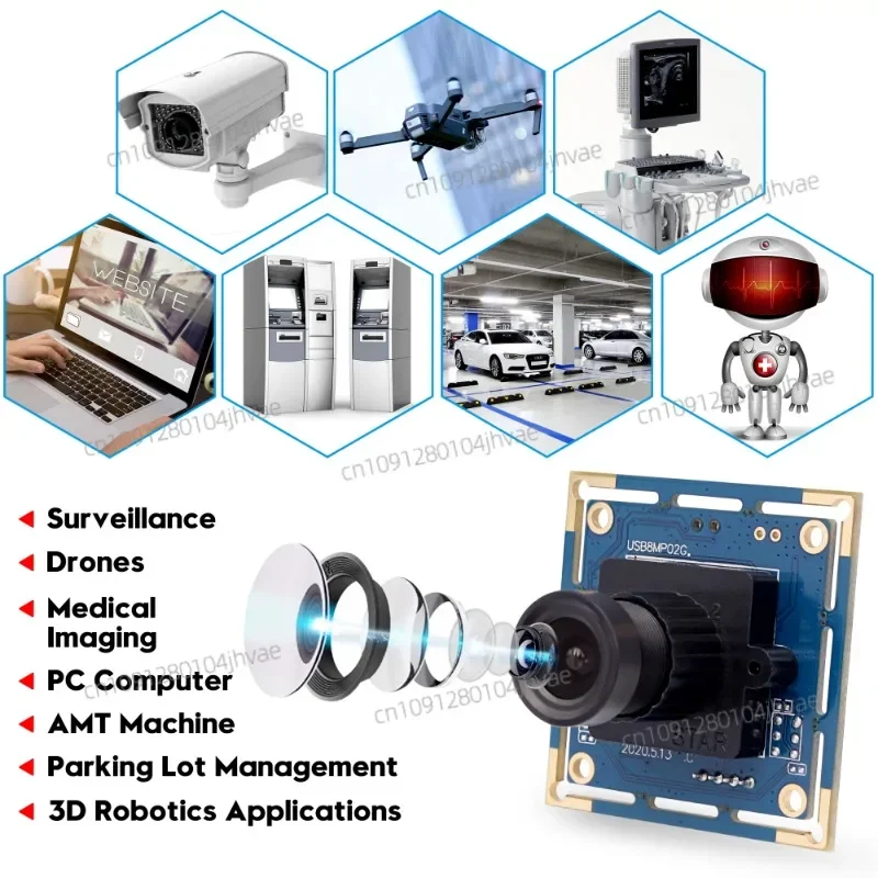 NEW ELP 8MP USB Camera High Resolution IMX179 Industrial USB Webcam 2.1mm Wide Angle Lens Camera Module for PC