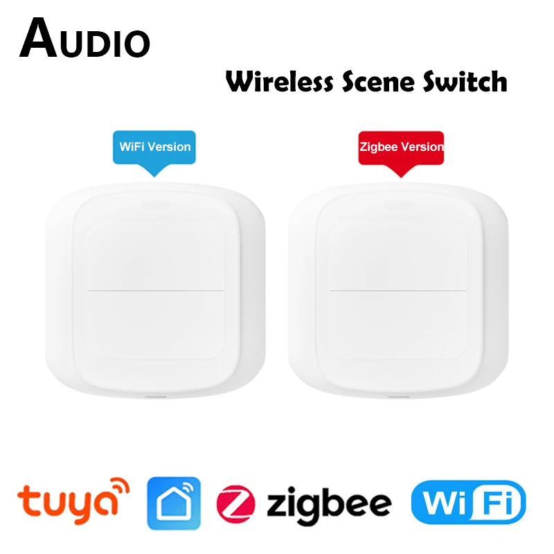 Tuya WiFi ZigBee Smart Scene Wireless Switch Push Button Controller Automation Scenario 2 Gang Smart Home Gadgets Smart Control