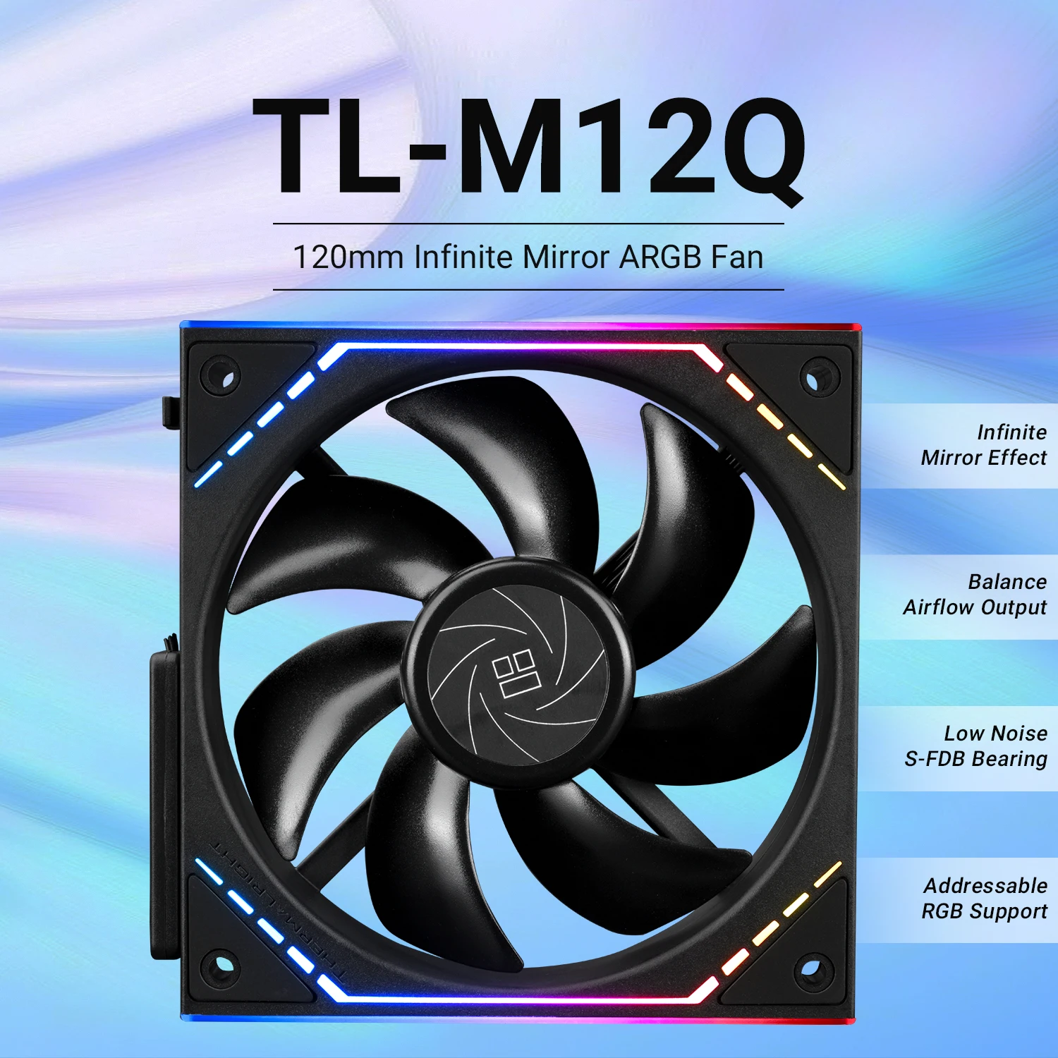 Thermalright TL-M12Q 120mm PC Case Cooling Fans, Daisy-Chain | 1500RPM | High Airflow | ARGB | Dual Infinity Mirrors Lighting