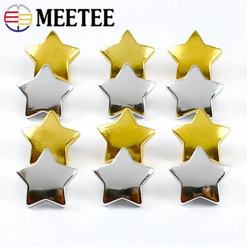 50/100Pcs 15mm High Quality PUV Stars Plastic Buttons Gold/silver Pentacle Button Shirt Clothes Jeans Decorative DIY Accessories