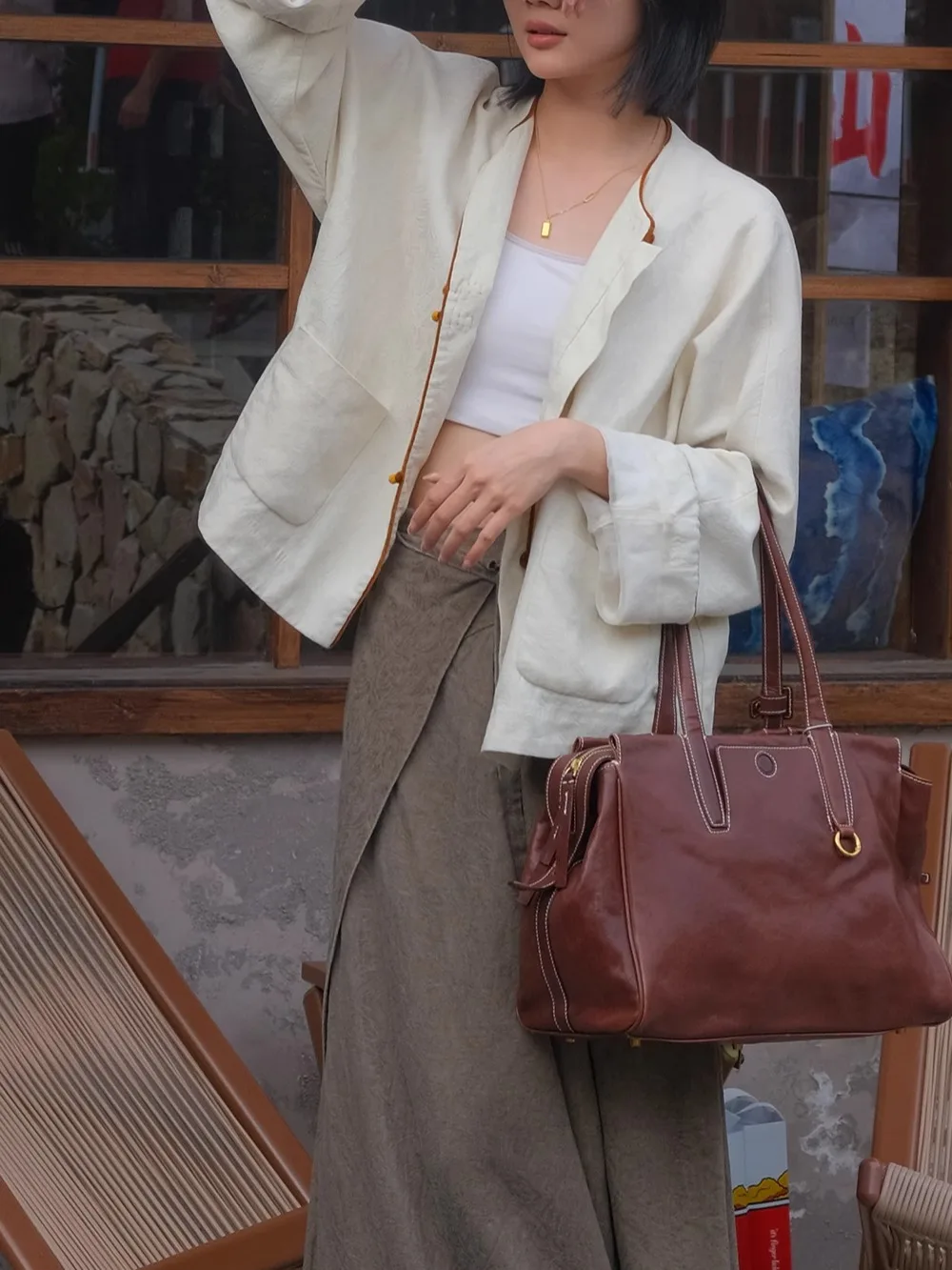 

High-quality first layer cowhide women's large capacity tote bag Simple vintage soft cow leather handbag shopping shoulder bag