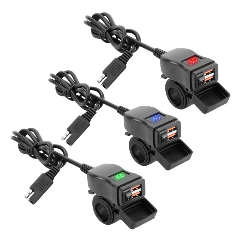 652F Digital Electric Display & Double Quick Ports Waterproof for Motorcycle Use