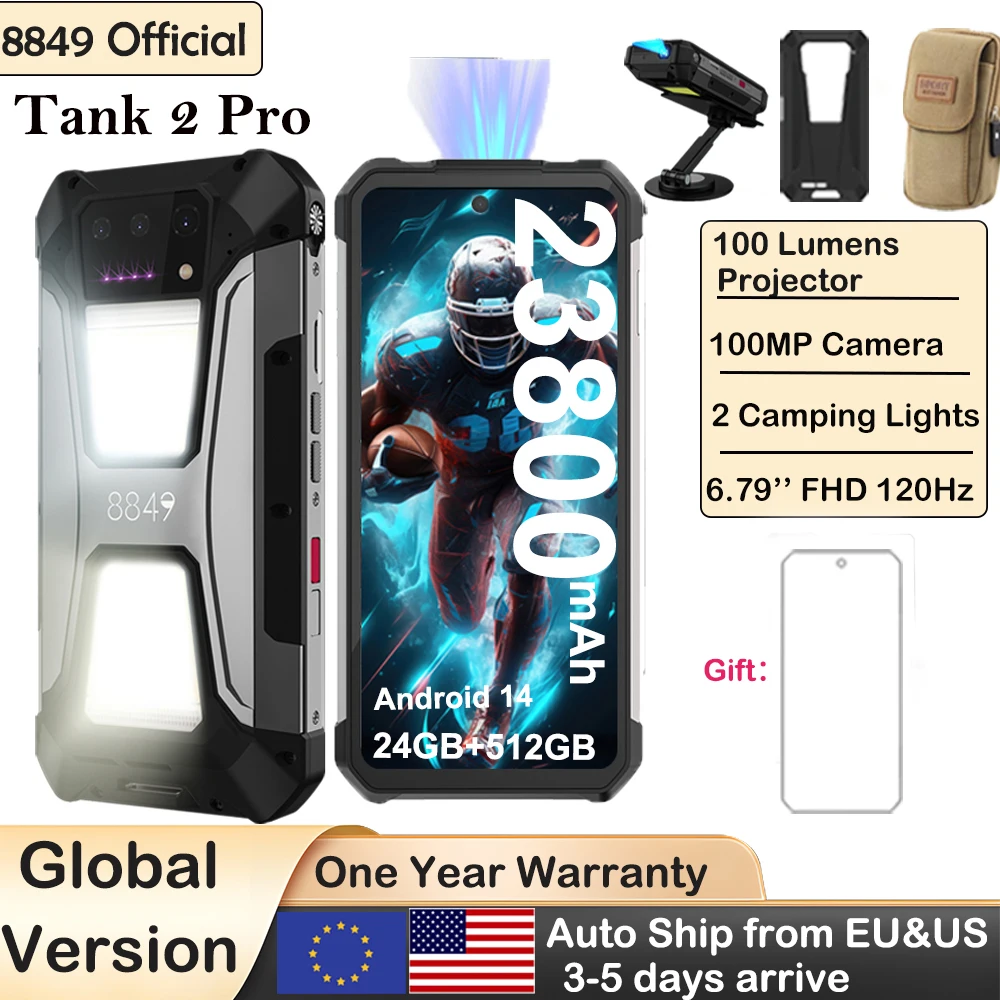 8849 Tank 2 PRO プロジェクター搭載タフネススマホ Android 2.4K 24GB