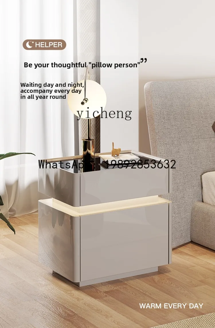 

bedside table modern simple safe multi-function bedside table with lock light luxury high sense
