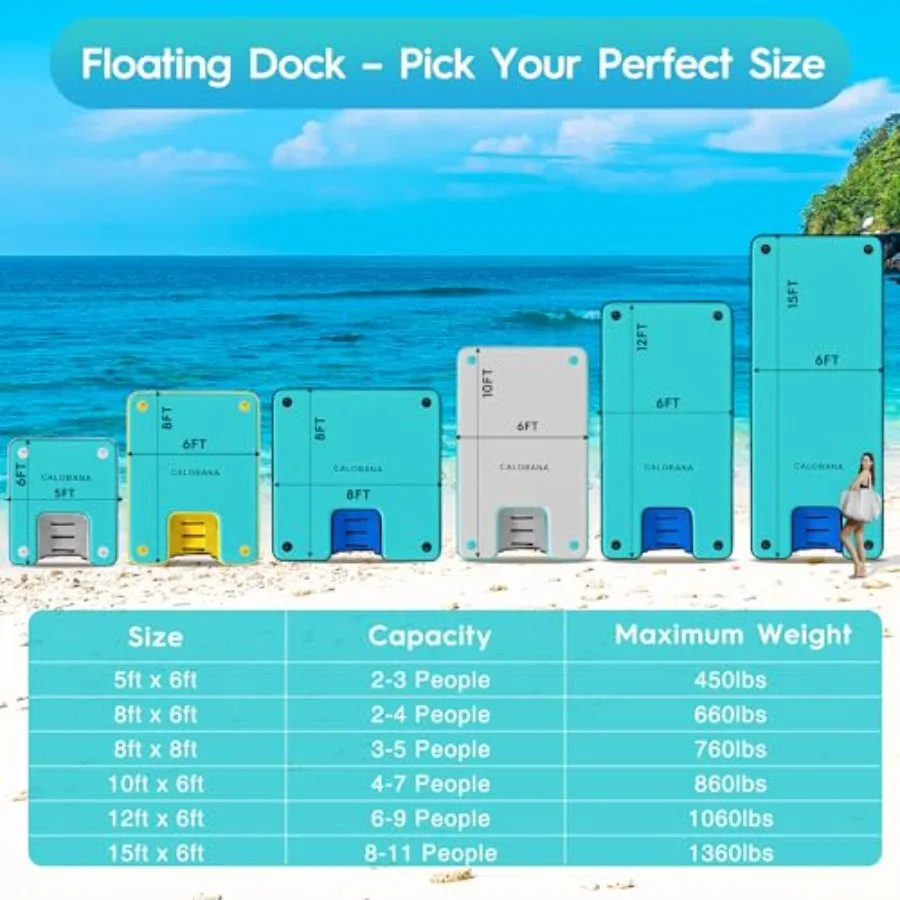 Inflatable Floating Dock With Dog Ramp For Adults And Pets Pet Friendly EVA Foam Non-Slip Surface Gray Blue Easy Inflate Portab