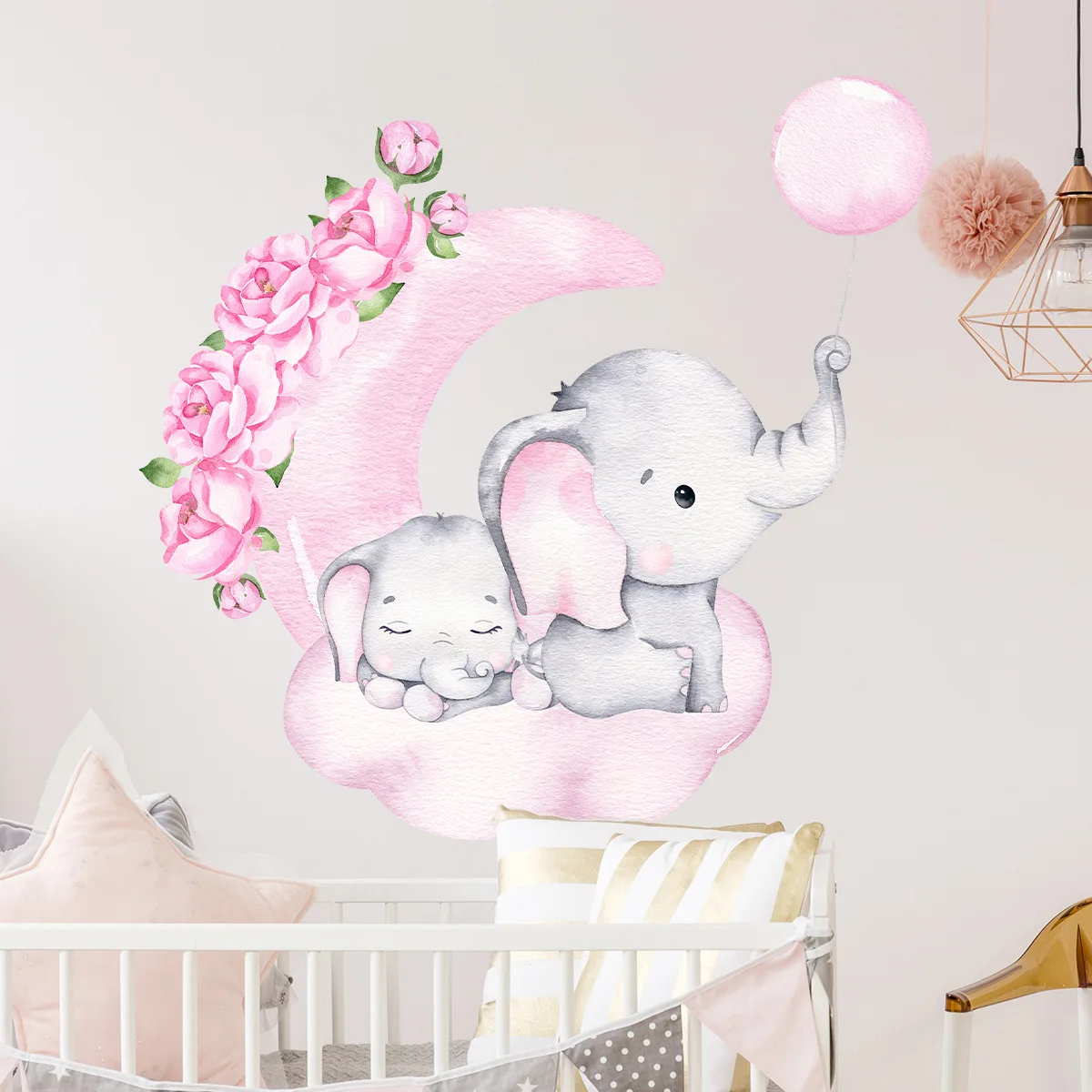 Cartoon Elefant auf Mond Wanda uf kleber für Mädchen Zimmer Kinderzimmer Dekor Kinderzimmer