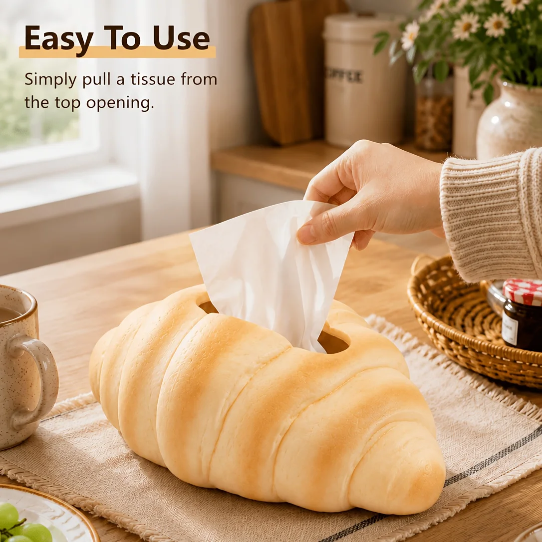 Simulation Bread Tissue Box, Fun Twisted Toast Design, Desktop Tissue Storage for Home Decor