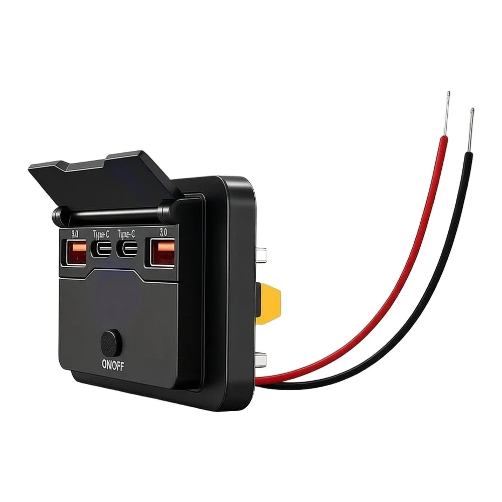 12V 4 Port USB Charger Socket Adapter With Dual QC 3.0 And USB C PD- 36W LED Voltage Display For RV Boat Truck Car Marine