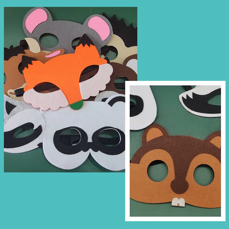 1세트 동물 파티 마스크/동물 테마 마스크 정글 사파리 파티 마스크 펠트 어린이 재미있는 눈가리개 생일 파티 무대 사진 소품