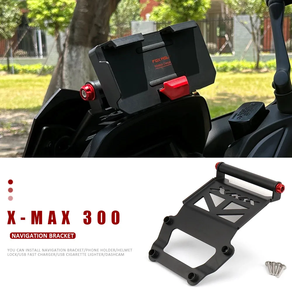 

2023 для YAMAHA XMAX 300 X-MAX 300 XMAX 300 300, аксессуары для мотоциклов, держатель для телефона с ЧПУ, подставка, GPS-навигационная пластина, кронштейн, черный