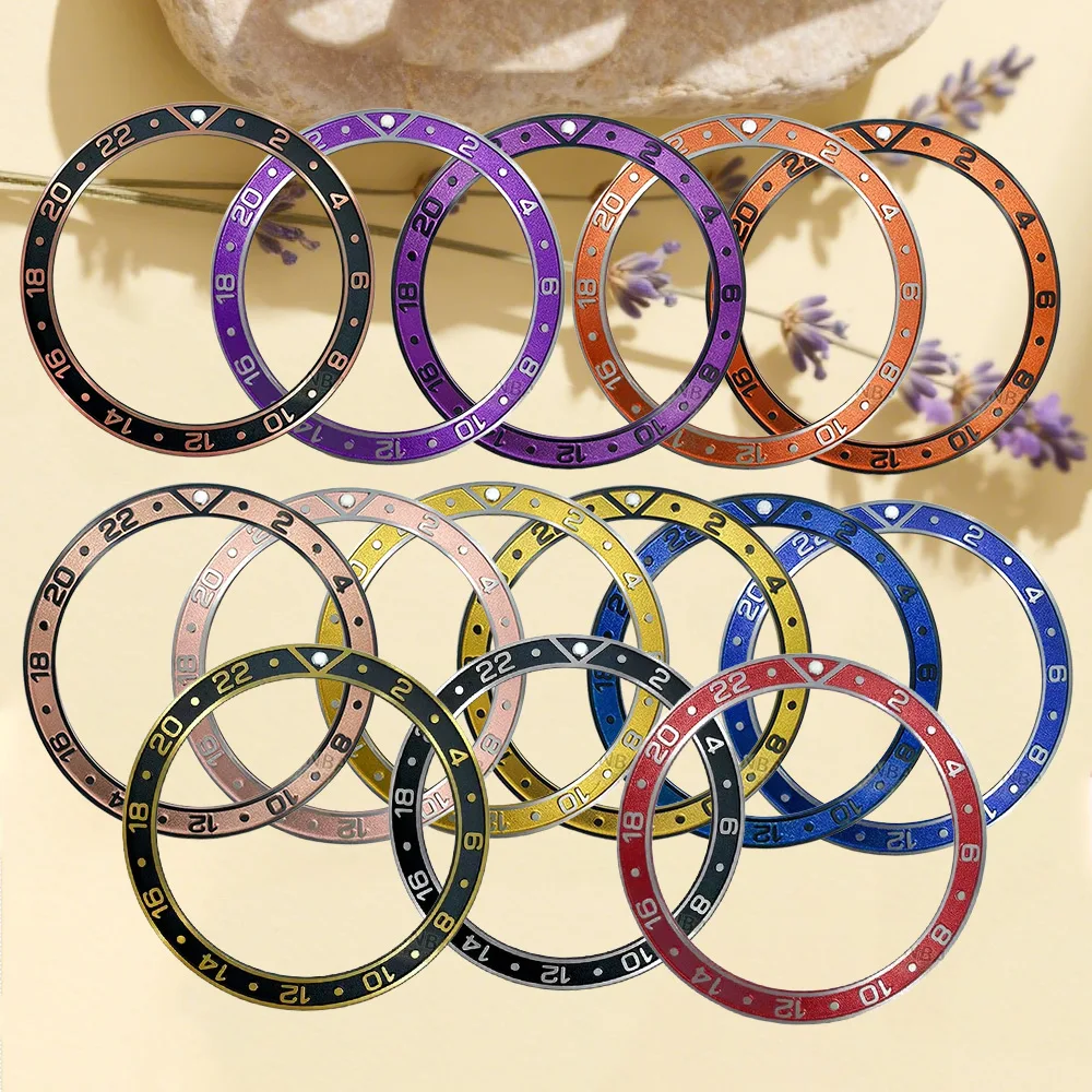 Inserto de bisel de reloj GMT 24H de 38x30,6mm apto para caja de reloj SUB SKX007 SKX009 SRPD NH35 NH36 piezas de anillo de inserción de bisel