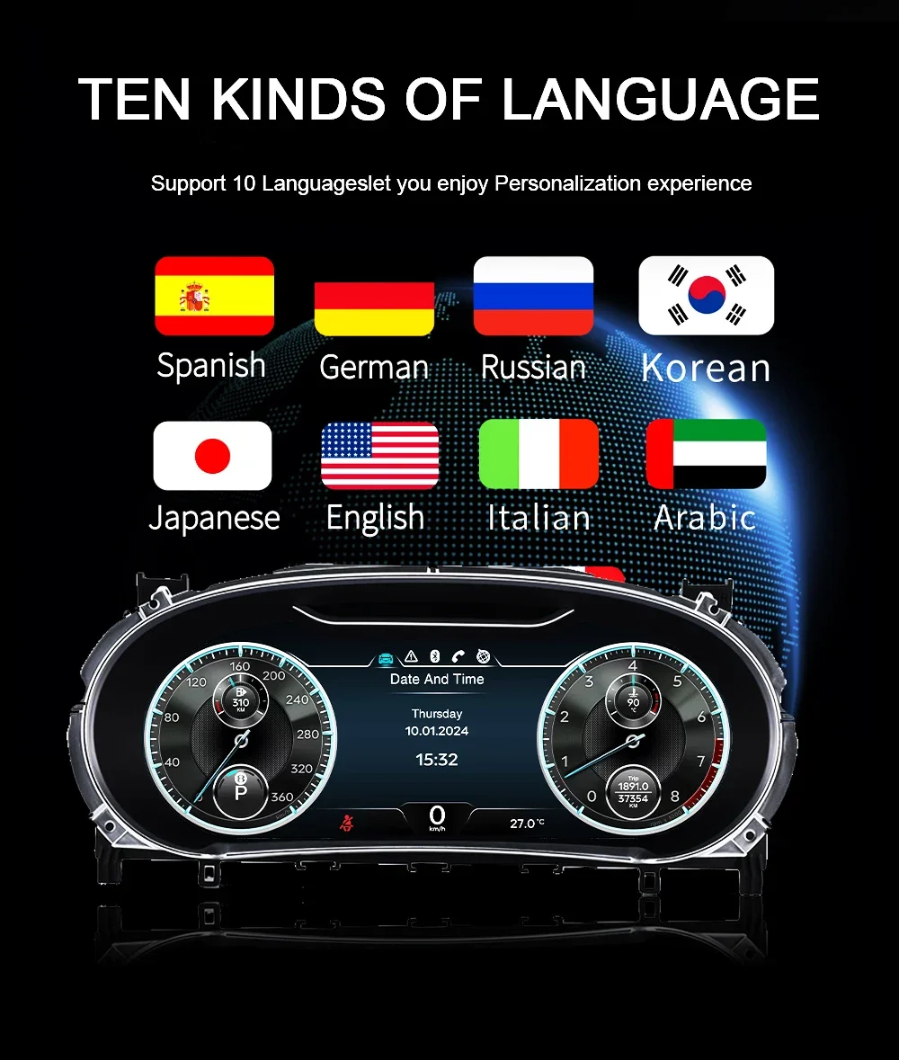 

LCD Instrument Panel Digital Cluster For Bentley Flying Spur Continental GT 2012-2015 2016 2017 Car Dashboard Speed Meter Screen