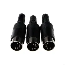 3 Pcs DIN Male Plug Cable Connector 5 Pin with Plastic Handle D0LD