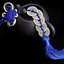 Ancient 5 Copper Coins Red Chinese Knot Feng Shui Wealth Success Lucky Charm Home Car Decoration