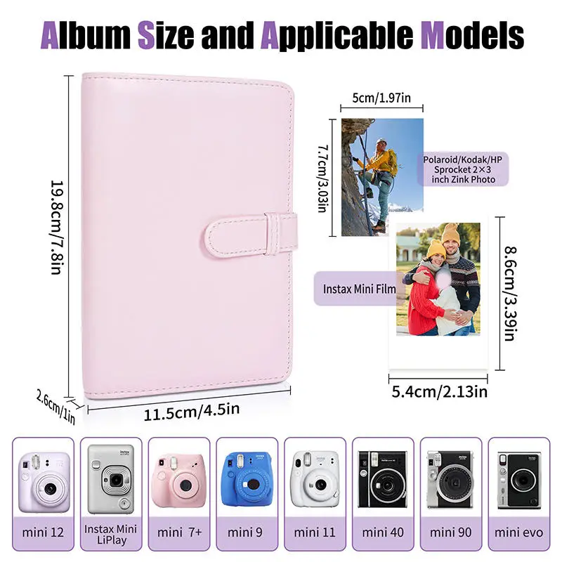 Portable Photo Album For Paper Film Small Card Booklet Collection Green Pink Ticket Card Collection Book 108 Sheets  3 Inch