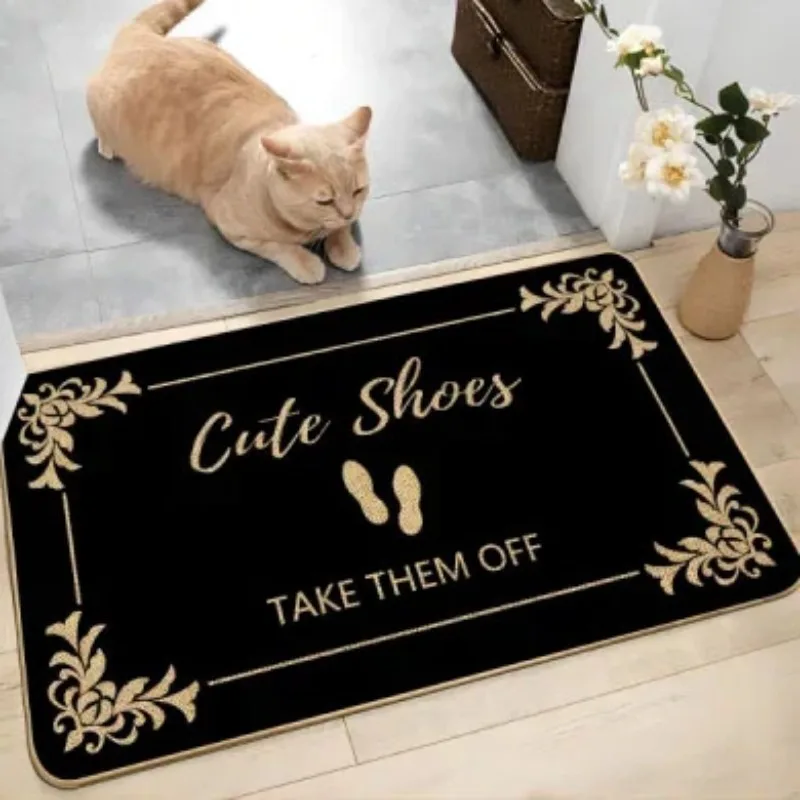 Fun Welcome Mat Please Take Off Your Shoes Floor Decoration Entrance Dust Falling Anti Slip Carpet Living Room Bedroom Home Rug