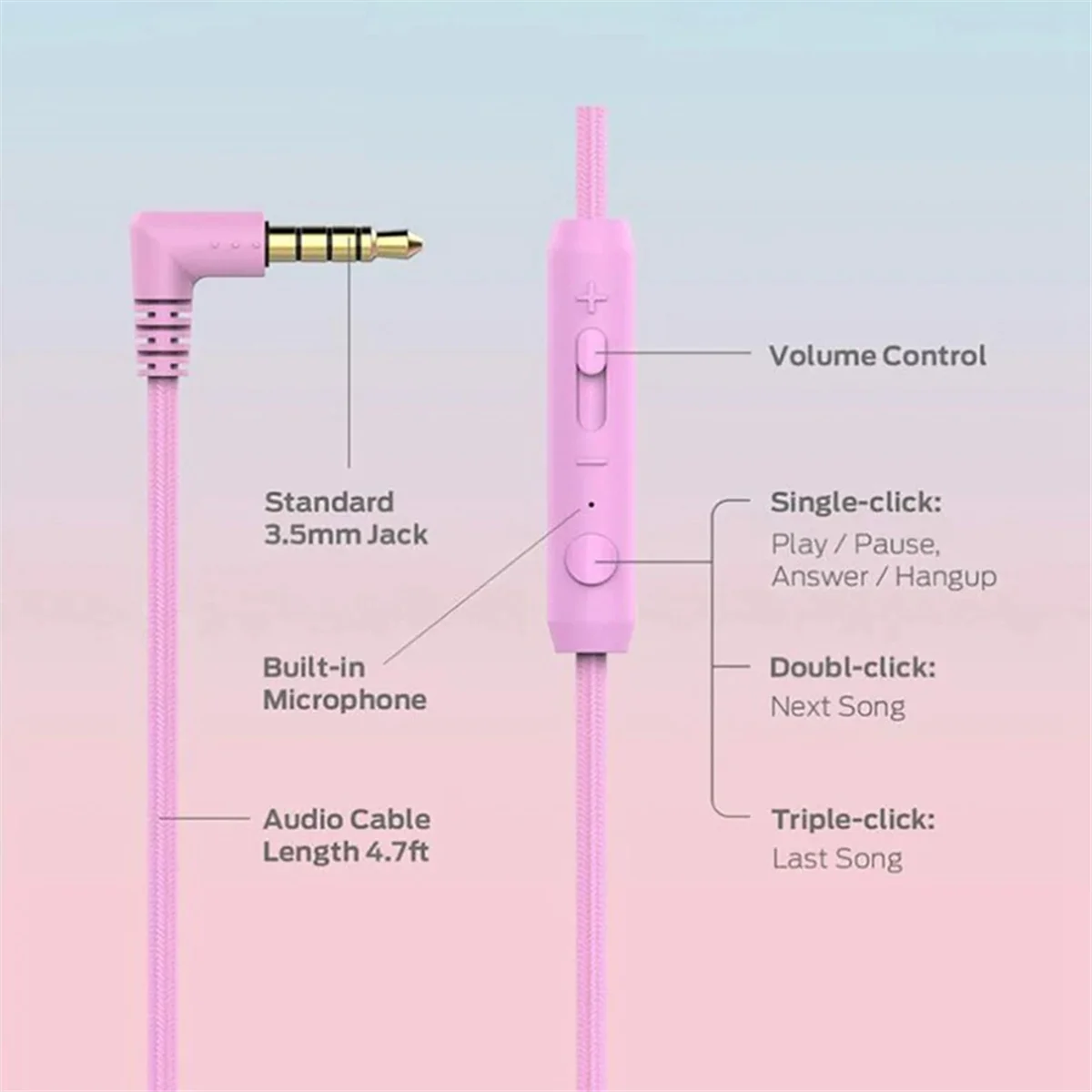 A57G-سماعات رأس للأطفال سلكية ملونة للكمبيوتر المحمول والكمبيوتر اللوحي لتعلم سماعات الرأس عبر الإنترنت، وردي