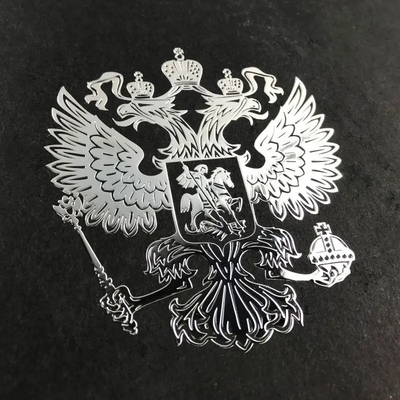 Russian Federation National Emblem Coat of Arms of Russia Nickel Eagle 3D Metal Stickers Decal For Laptop Notebook Phone Sticker