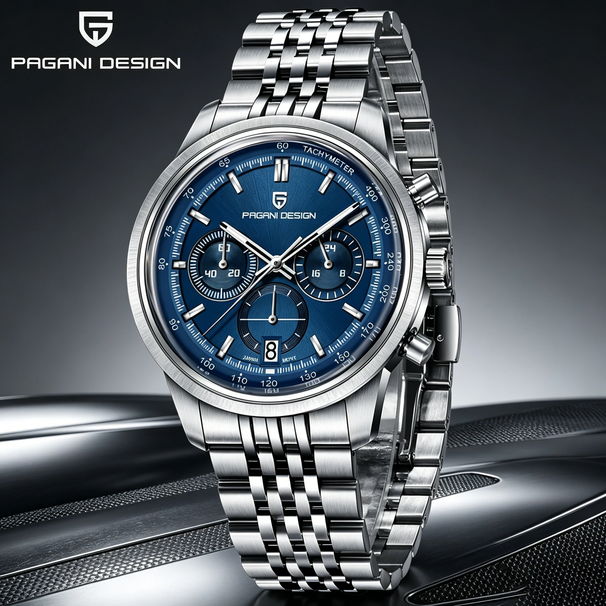 PAGANI DESIGN, los más nuevos relojes de cuarzo para hombre de 41mm, relojes japoneses TMI VK63 Vintage con correa de cadena de cinco cuentas, reloj luminoso resistente al agua para hombre