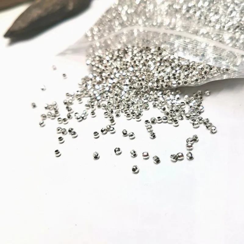 10pcs Solid 925 Sterling Silver 2.5mm Laser Beads Loose DIY Jewelry Making Accessories Finding 18K Gold Color