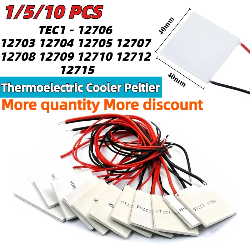 1-10PCS Thermoelectric Cooler Peltier TEC1 - 12706 12703 12704 12705 12707 12708 12709 12710 12712 12715 TEC 40*40MM 12V Module