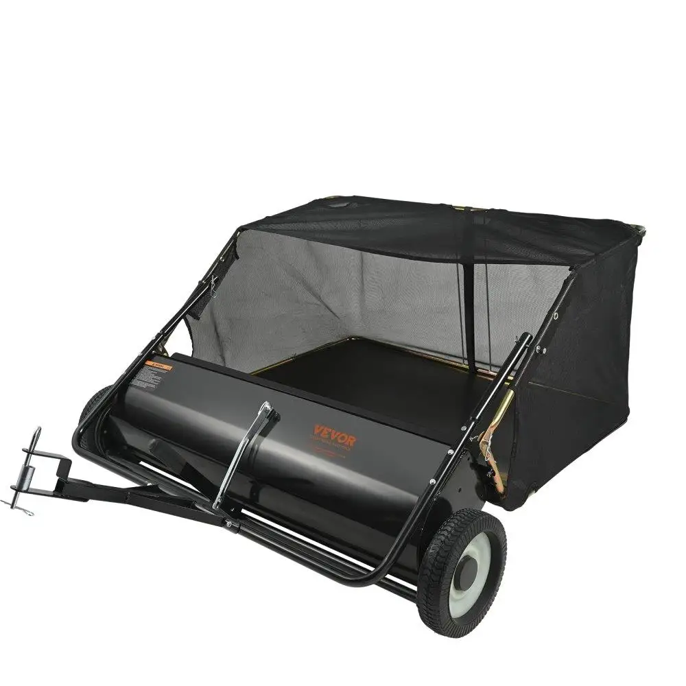 

Lawn Sweeper Tow Behind Yard Leaf Collector 50 Width 26 Cu Ft Adjustable Commercial Grade