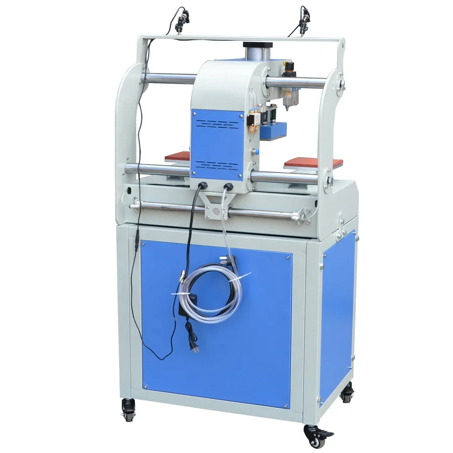 Automatic pneumatic PLC system digital printing double station label 20*30 heat press machine for t shirt leather logo