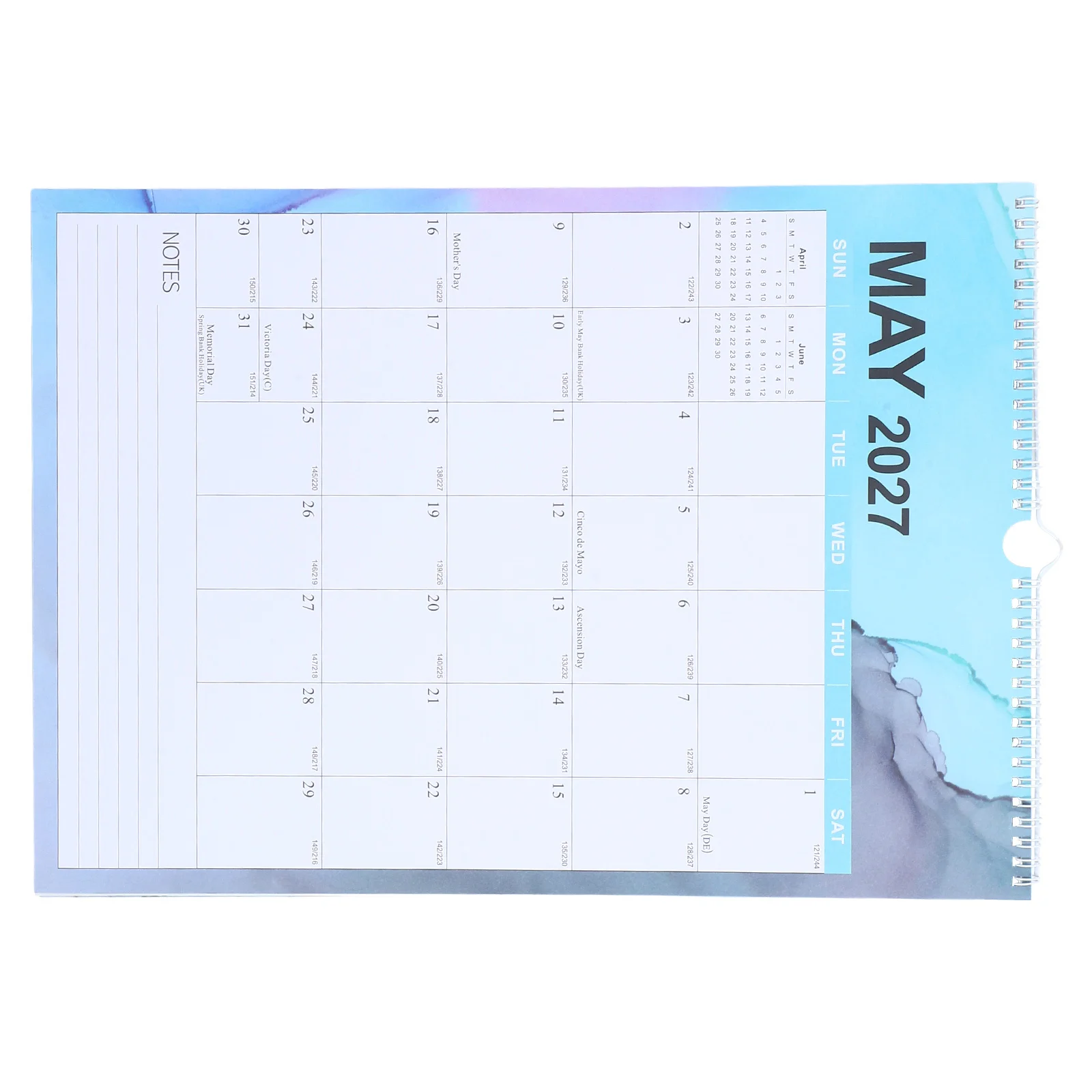 

18pcs 18 Months 2026 Wall Calendar Minimalist Vertical English Hanging Planner For Home Office Twin Wire Binding Paper