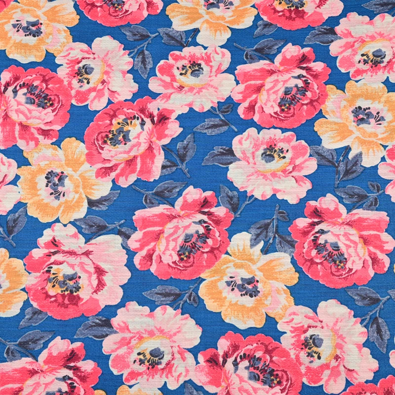 Flowers Cotton Fabric Imitation Cotton Linen British Style Rose Cartoon Printing Handmade DIY Clothing Dress Fabric