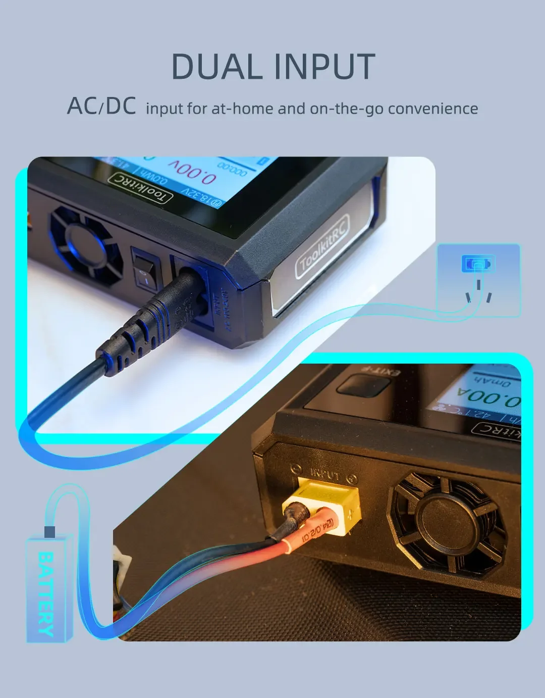 NEW ToolkitRC M7AC 100W AC / 300W DC Input XT60 XT30 Output Multifunction Suppot Dual Smart Charger Signal Tester Drone Charge