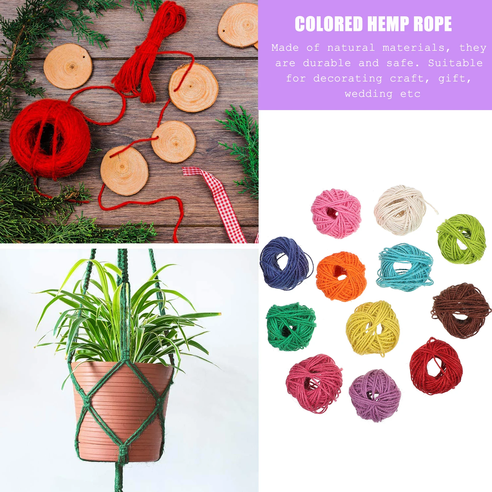 

12 Rolls Colored Jute Twine Set Decorative Rope for DIY Craft Wedding Gift Packaging Colored Jute Twine Decorative Rope