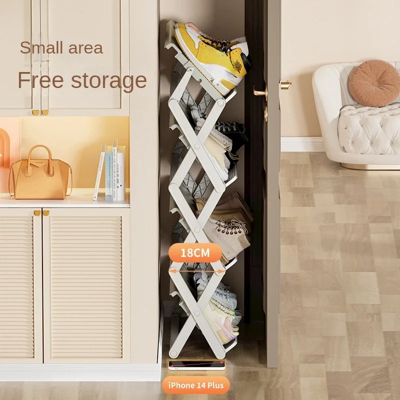 Installation-free Multi-layer Storage Artifact Shoe Box Home Space-saving Folding Shoe Rack Dormitory Door Shoe Cabinet