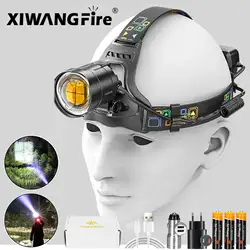 XHP90 LED Headlamp USB Rechargeable Zoomable Headlight Long Range Outdoor Fishing Head Flashlight 18650 Output Camping Lights