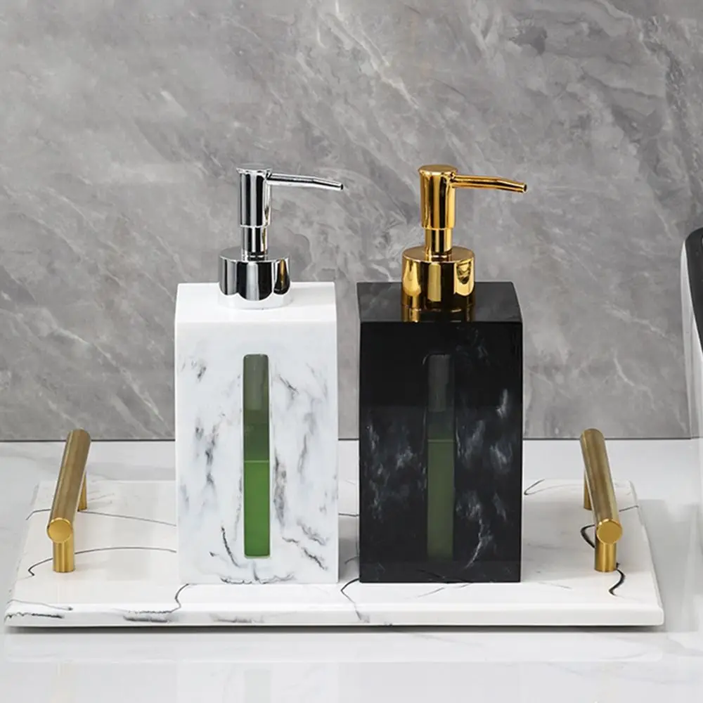 Resin Hand Sanitizer Bottlle Light Luxury Nordic Style Shower Gel Dispenser Pressing Pump Head with Tray Lotion Bottlle Bathroom