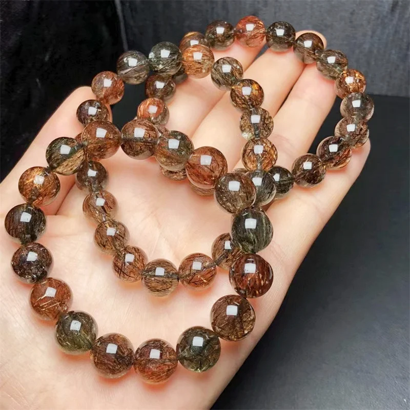 

Natural Black Rutilated Quartz Super 7 Bracelet Women Healing Gemstone Crystal Strand Bangles Jewelry Holiday Gift 1PCS 10MM