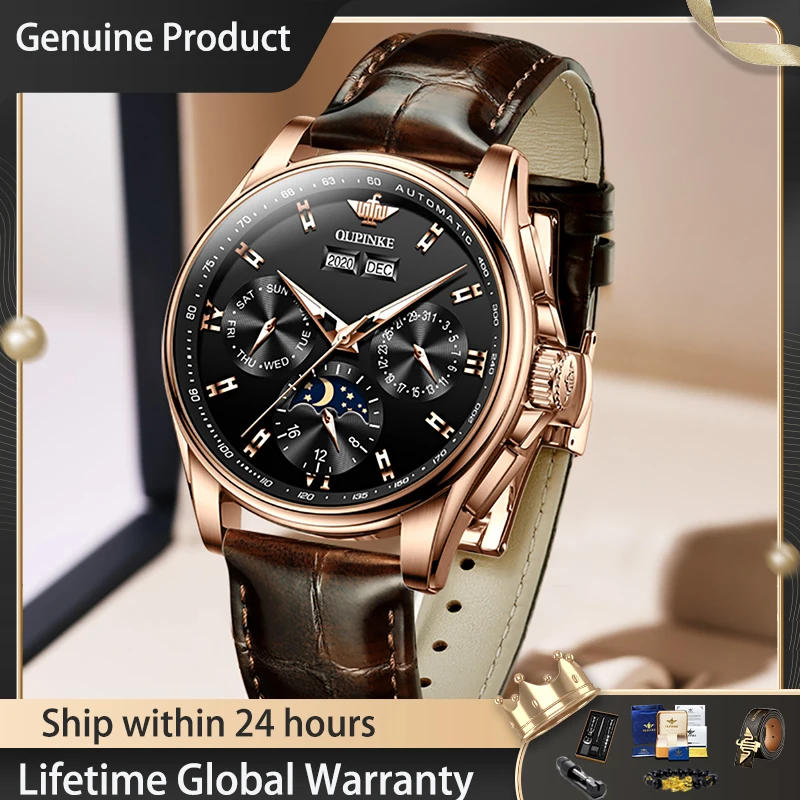 

OUPINKE 3189 Mens Watch Boutique Fully Automatic Mechanical Watch﻿ 50M Waterproof Tungsten Steel Watches For Man Original Reloj