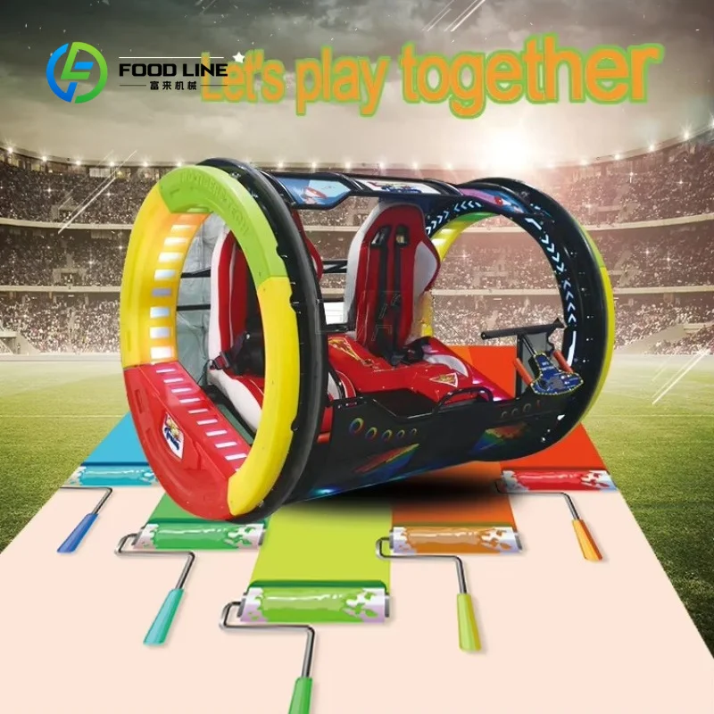 Customized 2 Seater 360 Degree Rolling Car Electric Le Bar Car LED Light Coin Operated Happy Rolling Car