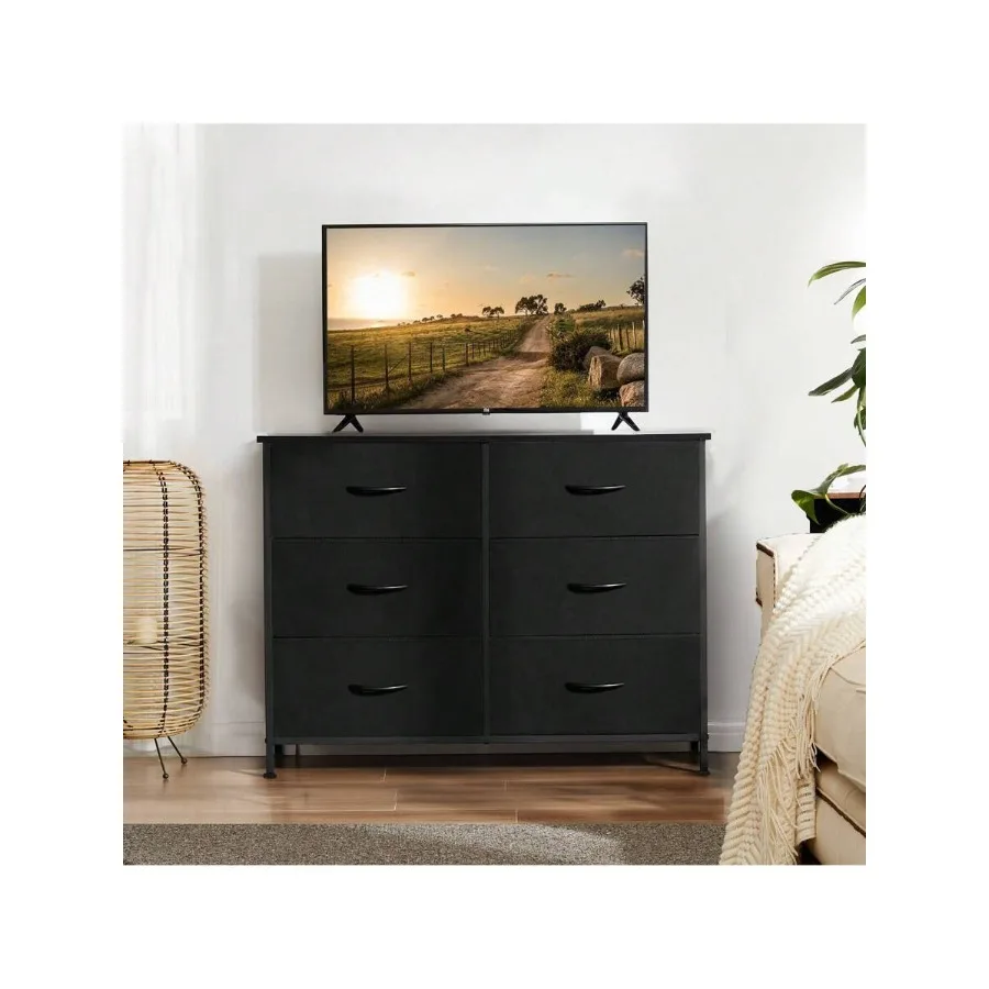 Sweetcrispy 6 Drawers Dresser For Bedroom, room Furniture, Small Chest Tower, Storage Organizer Units For Clothing, Closet, Fab view 2