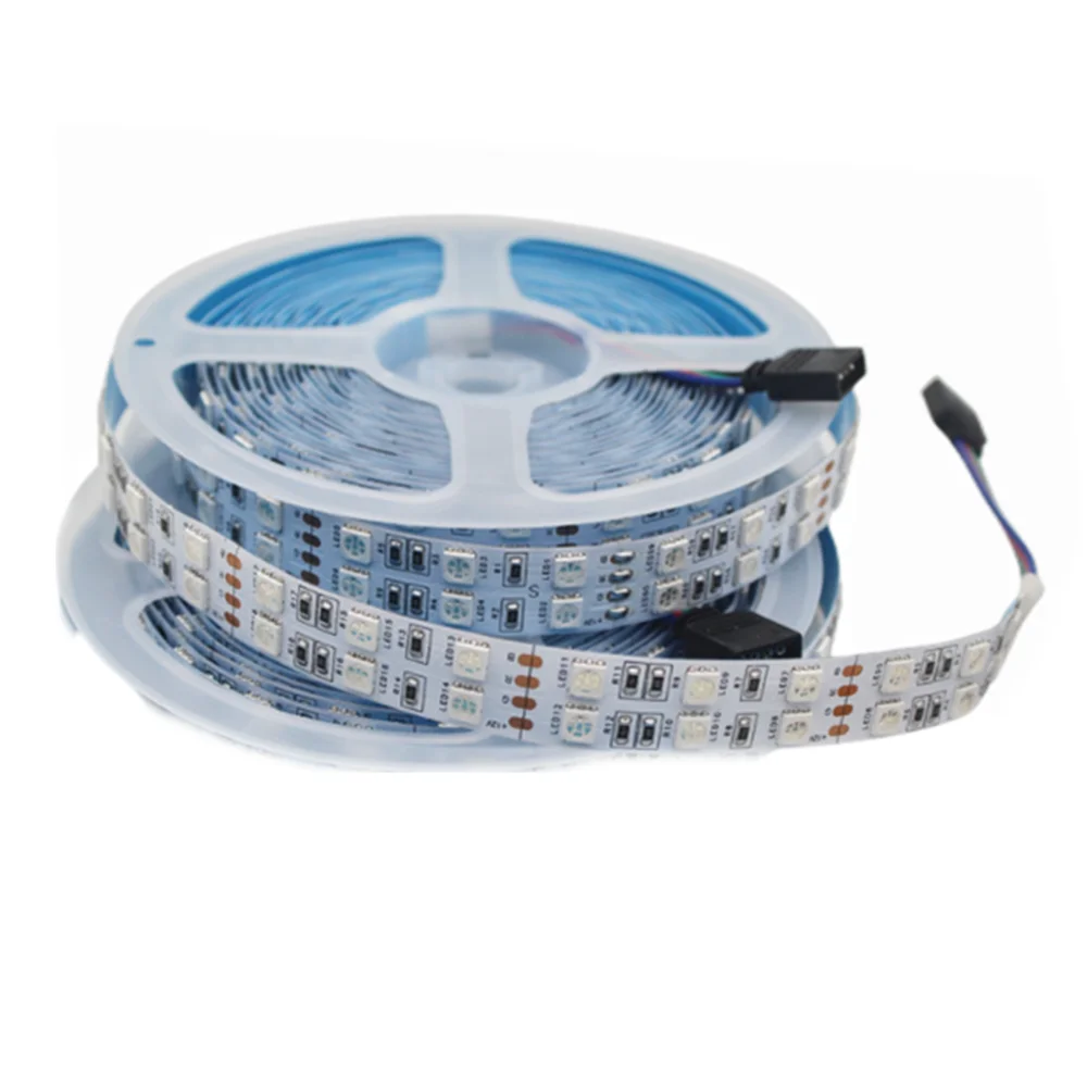 

5050 Double Row RGB Strip Waterproof 120LEDs/M 5M Black White PCB RGBW RGBWW LED Light DC 12V 24V IP30/IP67