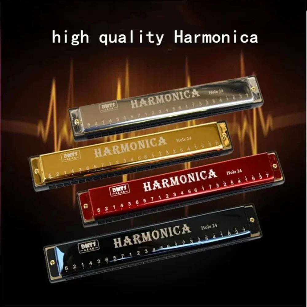 1PCS Professional 24 Hole Metal Harmonica – Mouth Organ for Children, Adults & Beginner, Key of C with Smooth Reed Design - view 6