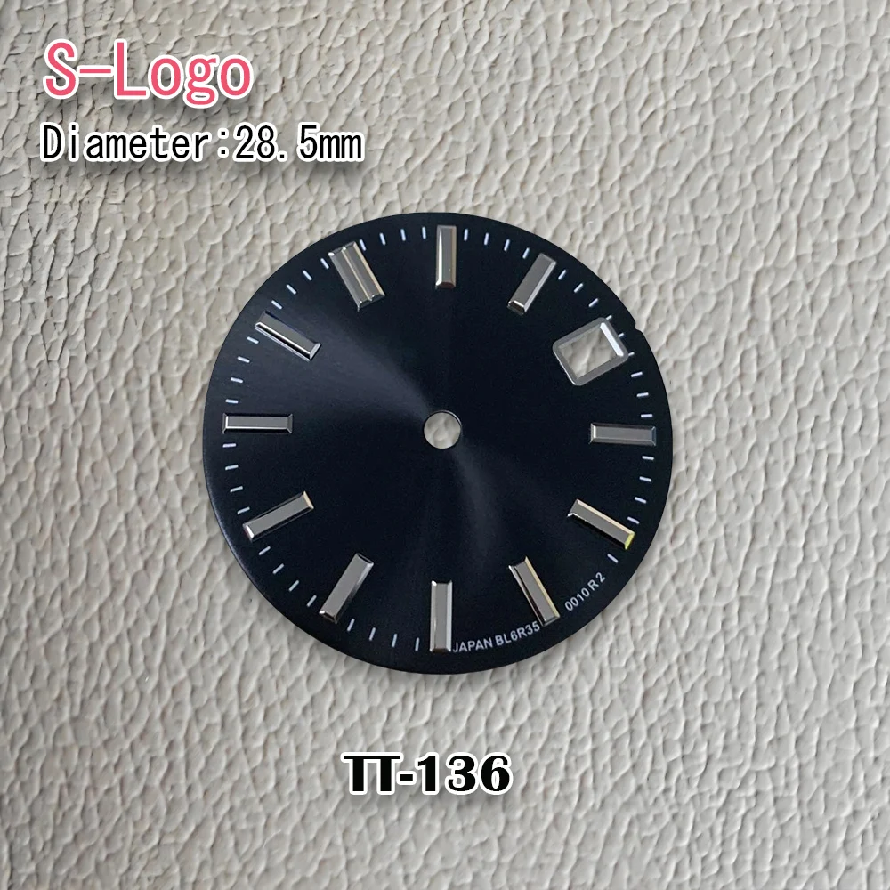 New 28.5mm GS Logo NH35 Dial black Sunray Dial Fit NH36/4R/7S Movement No Luminous High Quality Watch Modification Accessories